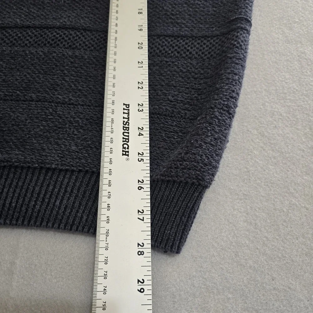 Etchings Sweater Mens XL Grey Polo Collar Textured Knit Ramie Cotton Long Sleeve